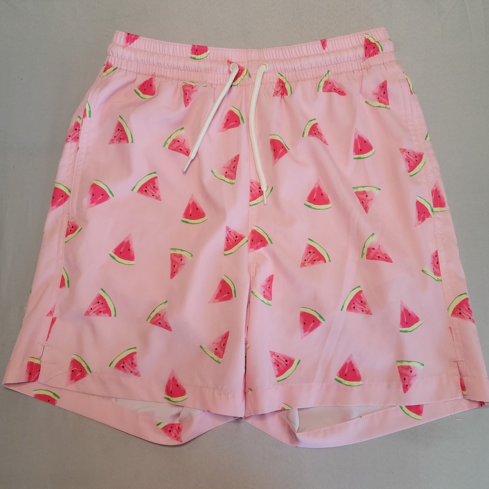 Wave Zone Swim Trunks Mens Small Pink Watermelon Print‎ Mesh Lined Board Shorts